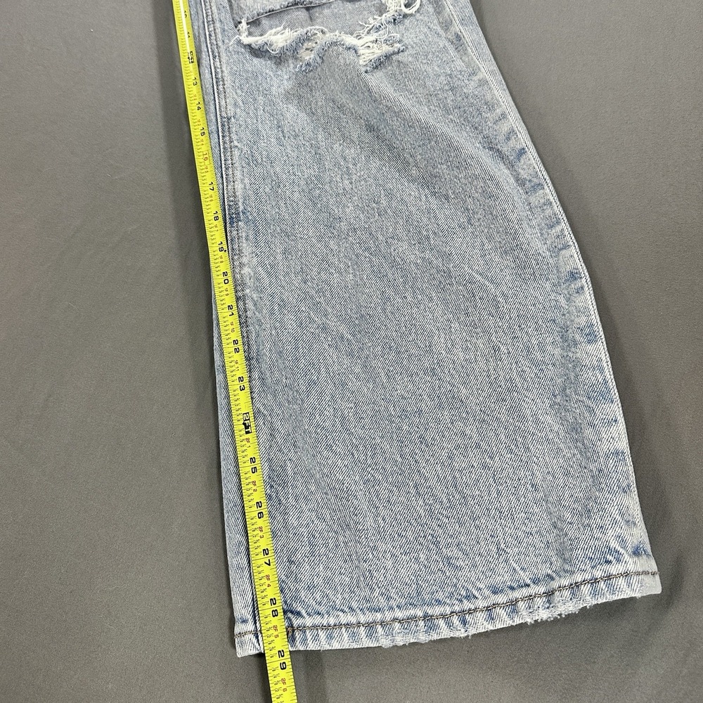 American Eagle Baggy Straight Jeans Women's 4 Mid Rise Distressed Light Wash - Picture 7 of 11